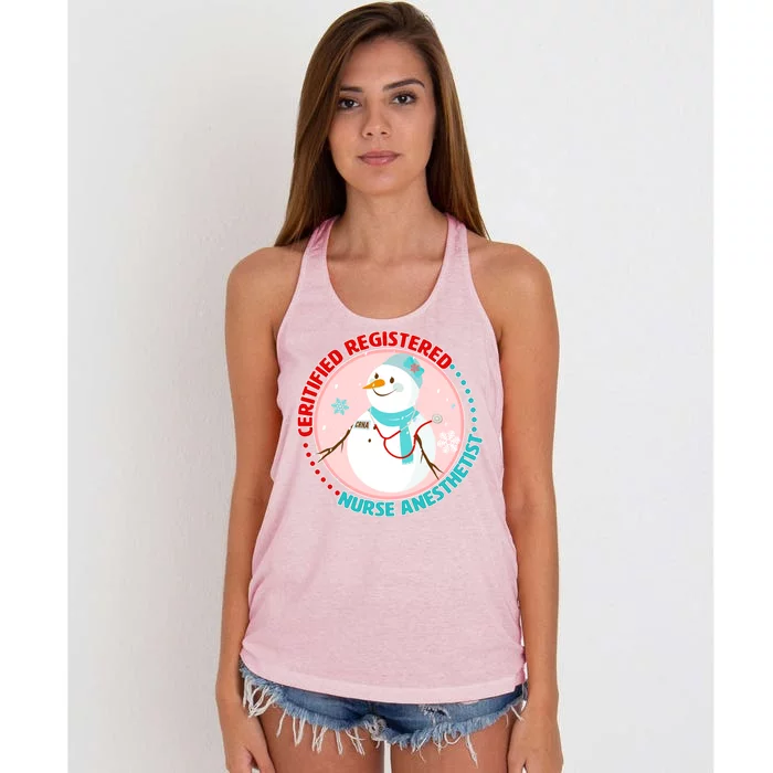 CRNA Snowlady Nurse Anesthetists Women's Knotted Racerback Tank