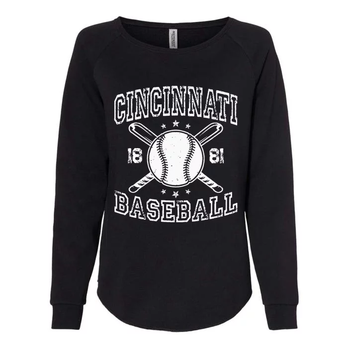 Cincinnati Retro Ohio Vintage Baseball Pride US State Womens California Wash Sweatshirt