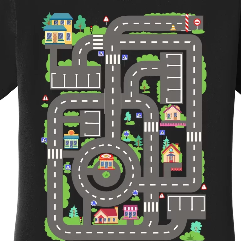 Car Road On Dad Back Fathers Day Play With Son Women's T-Shirt