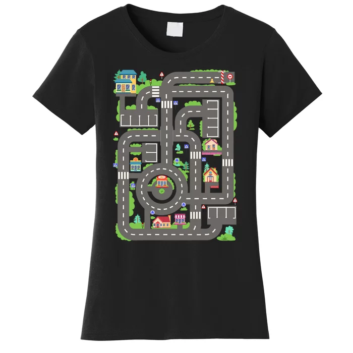 Car Road On Dad Back Fathers Day Play With Son Women's T-Shirt