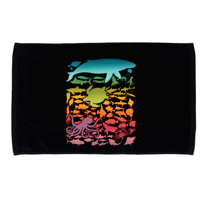 Cool Rainbow Ocean Sea Life Microfiber Hand Towel