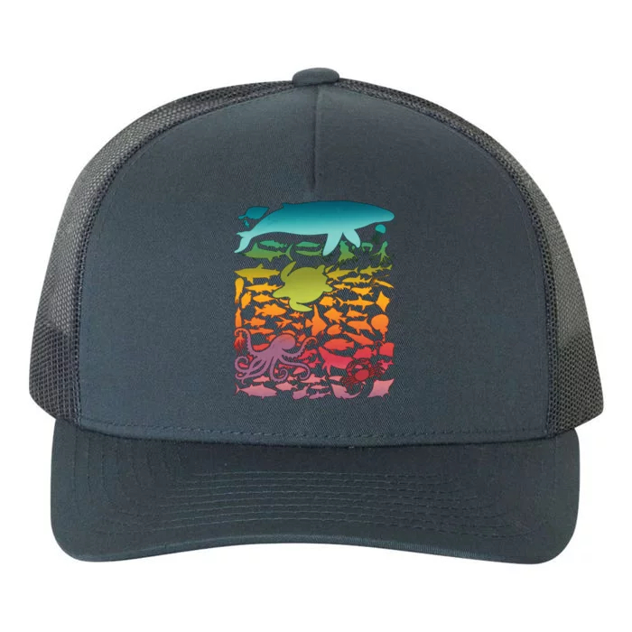 Cool Rainbow Ocean Sea Life Yupoong Adult 5-Panel Trucker Hat