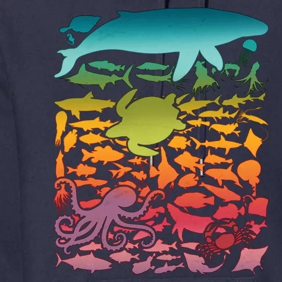 Cool Rainbow Ocean Sea Life Premium Hoodie