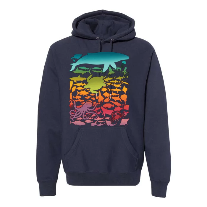 Cool Rainbow Ocean Sea Life Premium Hoodie