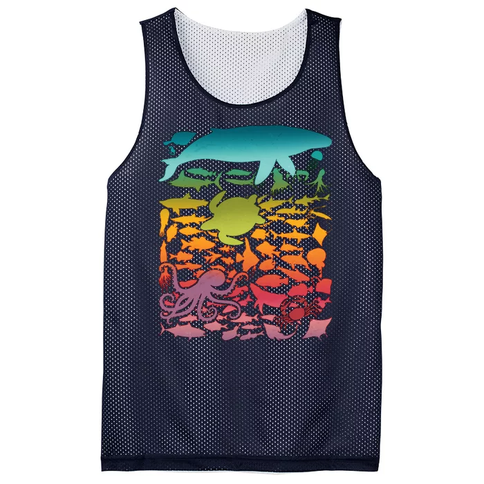 Cool Rainbow Ocean Sea Life Mesh Reversible Basketball Jersey Tank