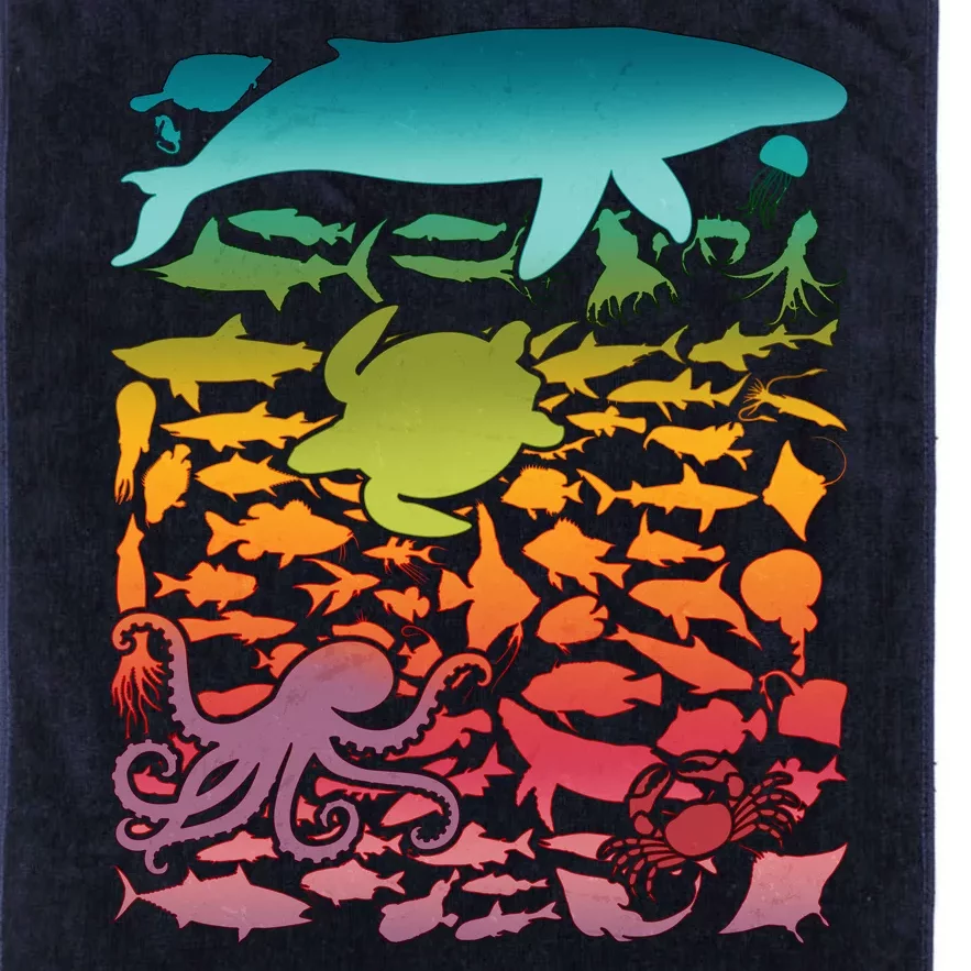 Cool Rainbow Ocean Sea Life Platinum Collection Golf Towel