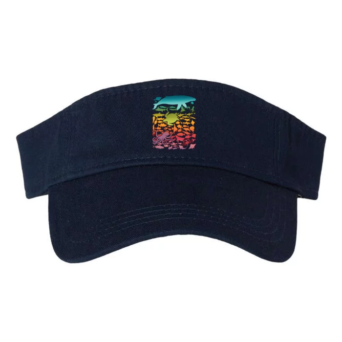 Cool Rainbow Ocean Sea Life Valucap Bio-Washed Visor