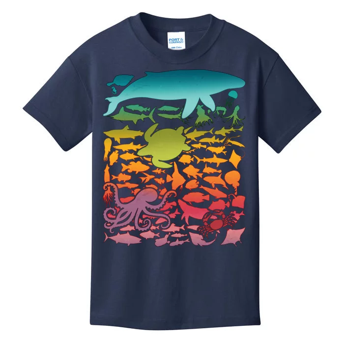 Cool Rainbow Ocean Sea Life Kids T-Shirt