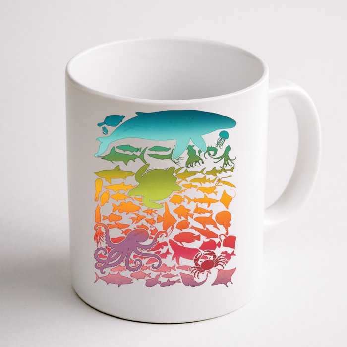 Cool Rainbow Ocean Sea Life Front & Back Coffee Mug