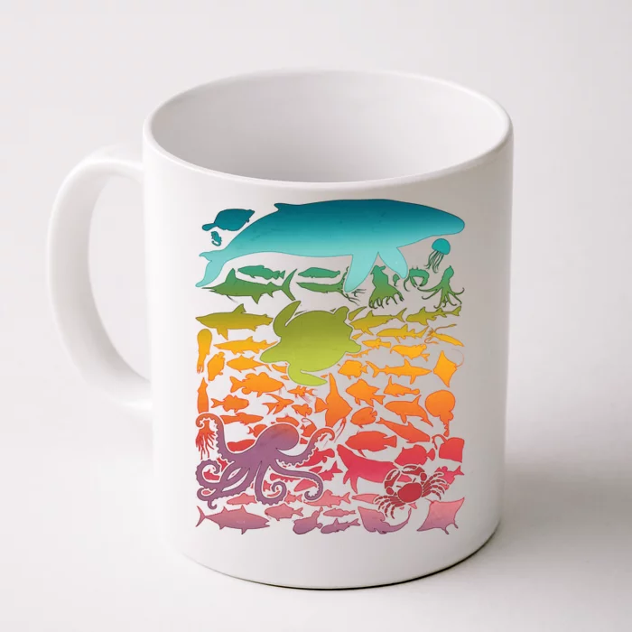 Cool Rainbow Ocean Sea Life Front & Back Coffee Mug