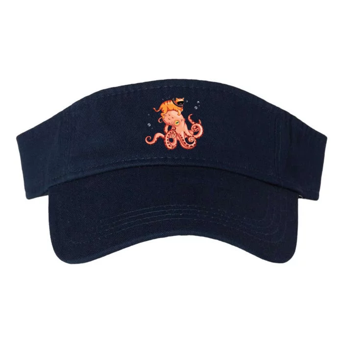 Cat Riding Octopus Funny Valucap Bio-Washed Visor