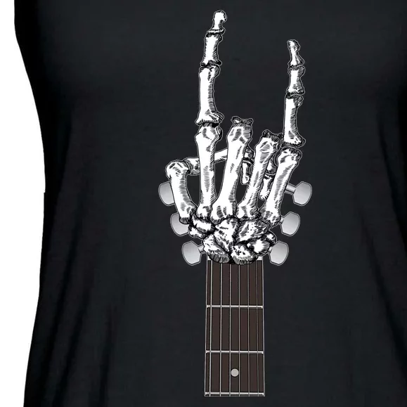 Cool Rock On Skeleton Guitar Ladies Essential Flowy Tank