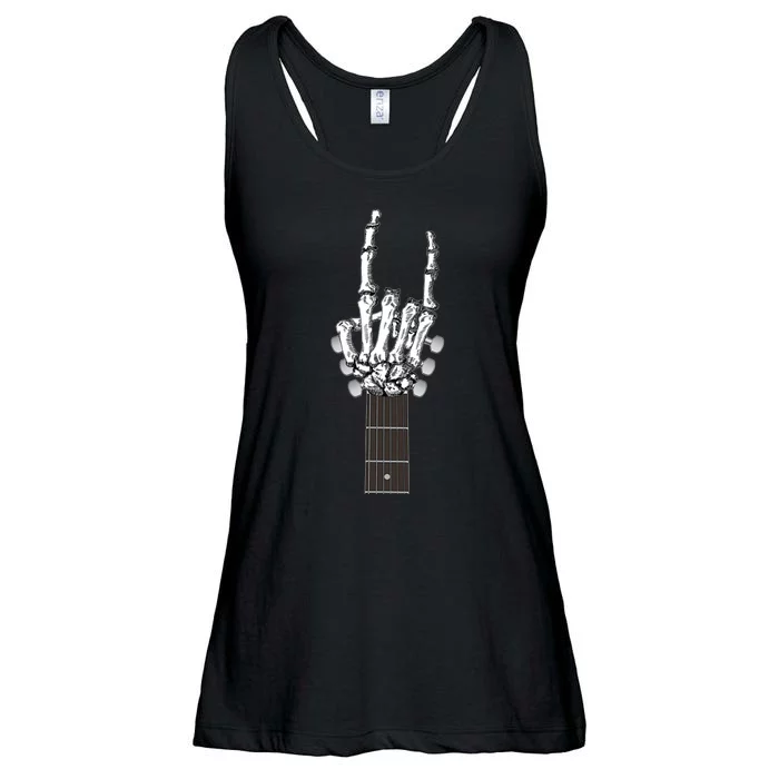 Cool Rock On Skeleton Guitar Ladies Essential Flowy Tank