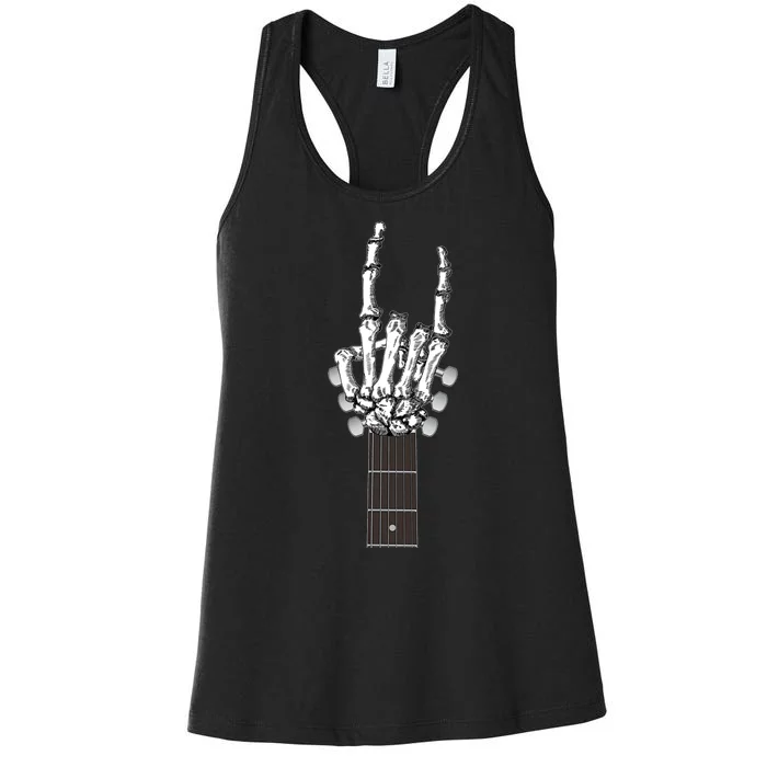 Cool Rock On Skeleton Guitar Women's Racerback Tank