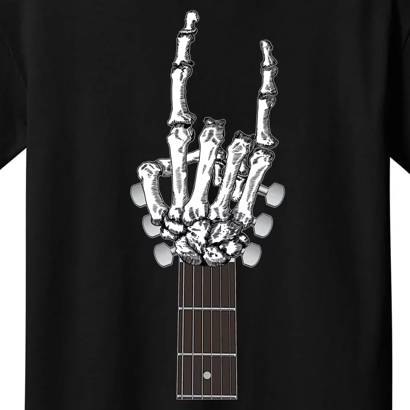 Cool Rock On Skeleton Guitar Kids T-Shirt