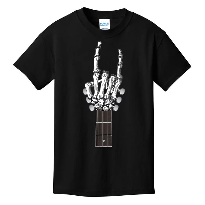 Cool Rock On Skeleton Guitar Kids T-Shirt