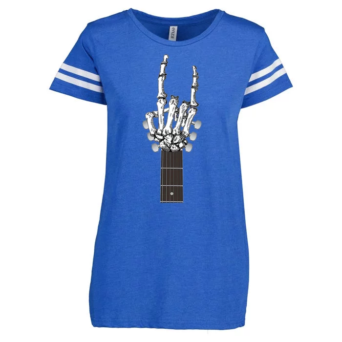 Cool Rock On Skeleton Guitar Enza Ladies Jersey Football T-Shirt