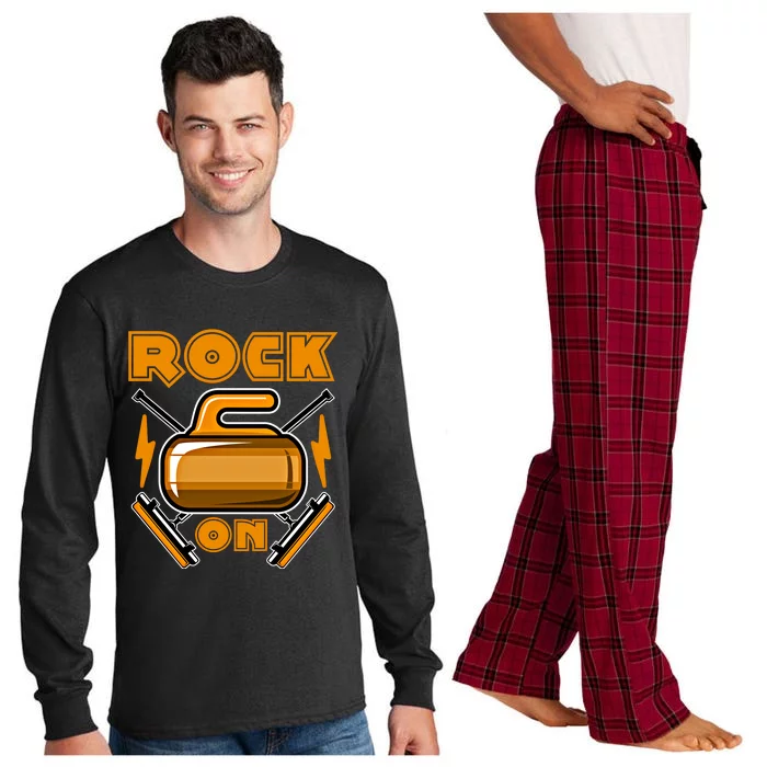 Curling Rock On Curling Rock Winter Sports Curler Curling Gift Long Sleeve Pajama Set