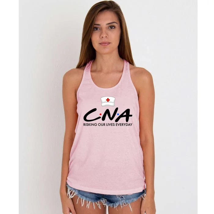 CNA Risking Our Lives Everyday Women's Knotted Racerback Tank