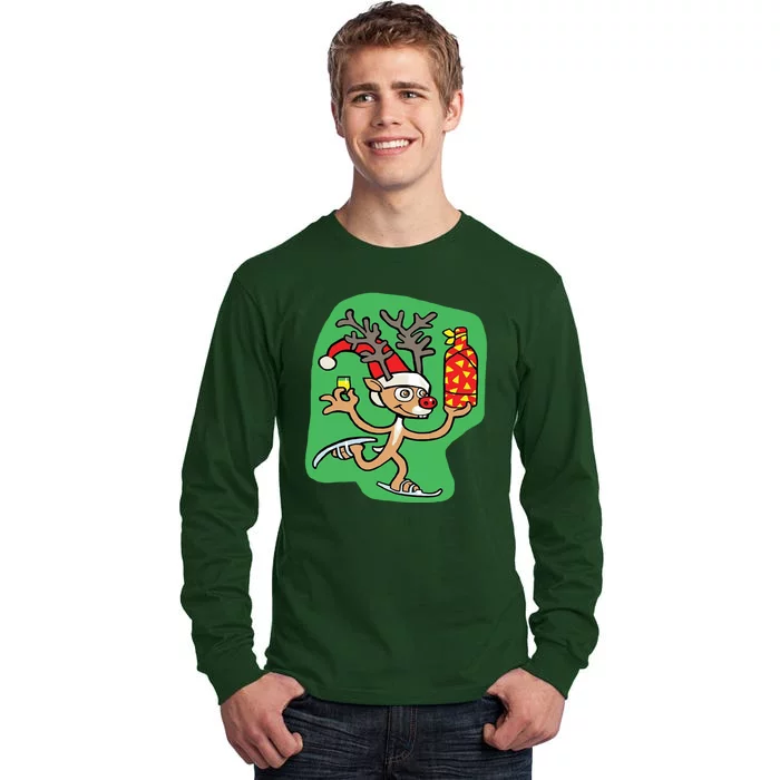 Christmas Reindeer On Ice Tall Long Sleeve T-Shirt