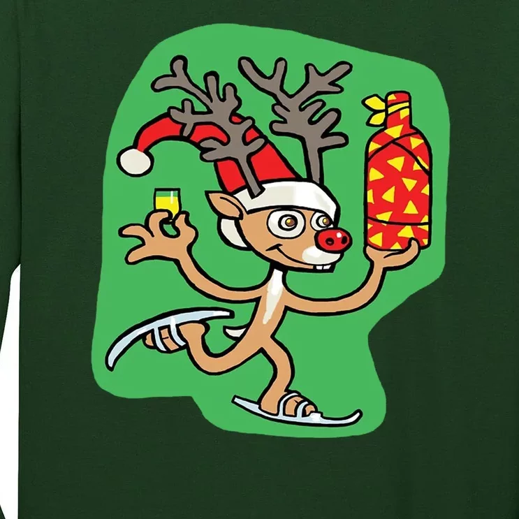 Christmas Reindeer On Ice Tall Long Sleeve T-Shirt