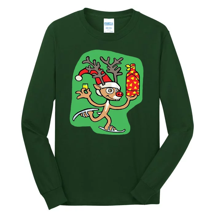 Christmas Reindeer On Ice Tall Long Sleeve T-Shirt