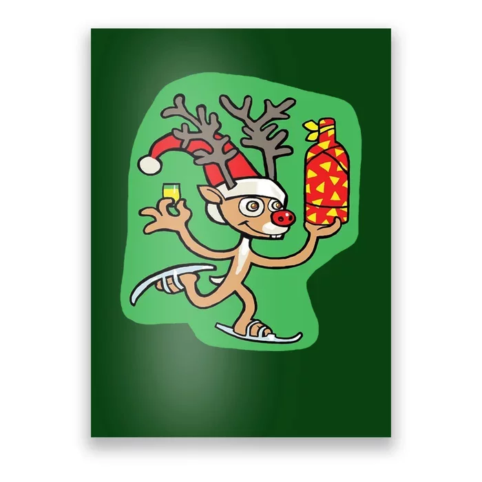 Christmas Reindeer On Ice Poster