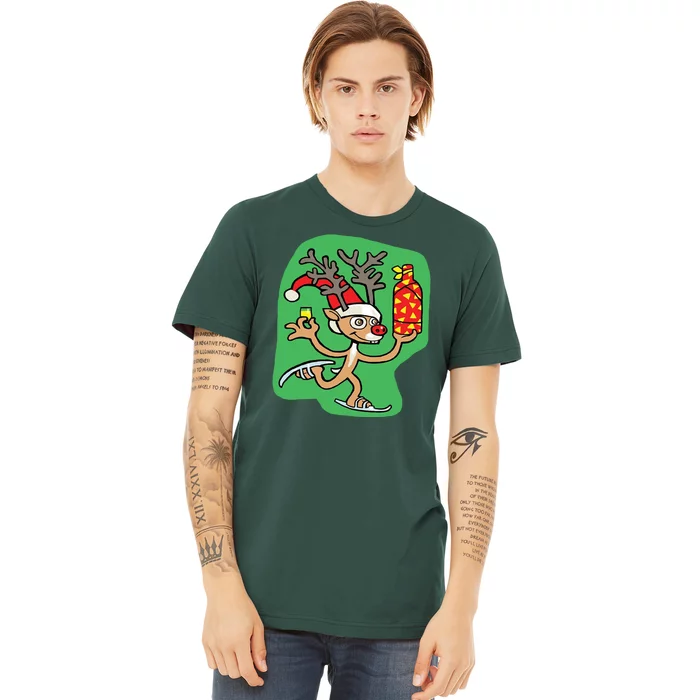 Christmas Reindeer On Ice Premium T-Shirt