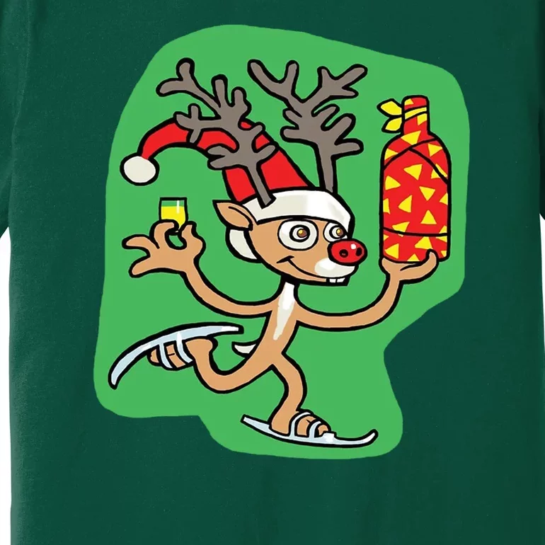 Christmas Reindeer On Ice Premium T-Shirt