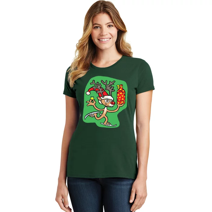 Christmas Reindeer On Ice Women's T-Shirt