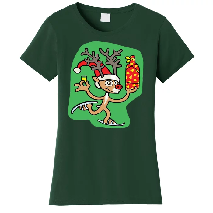 Christmas Reindeer On Ice Women's T-Shirt