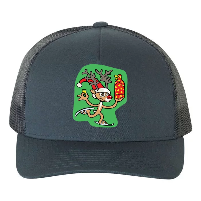 Christmas Reindeer On Ice Yupoong Adult 5-Panel Trucker Hat