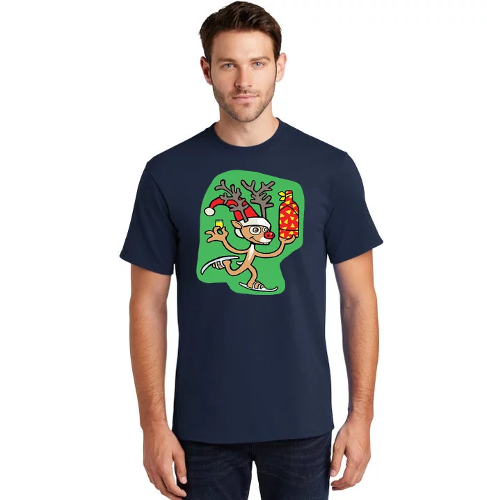 Christmas Reindeer On Ice Tall T-Shirt