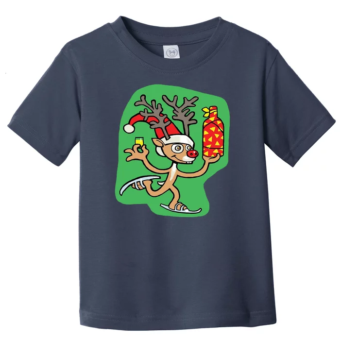 Christmas Reindeer On Ice Toddler T-Shirt