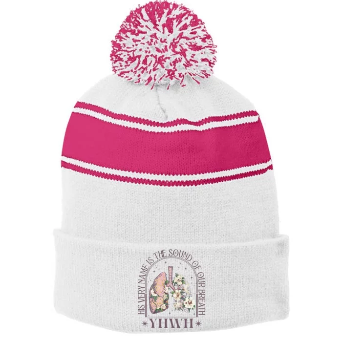 Christian Religious Our Very Breath Speaks His Name Yhwh Stripe Pom Pom Beanie