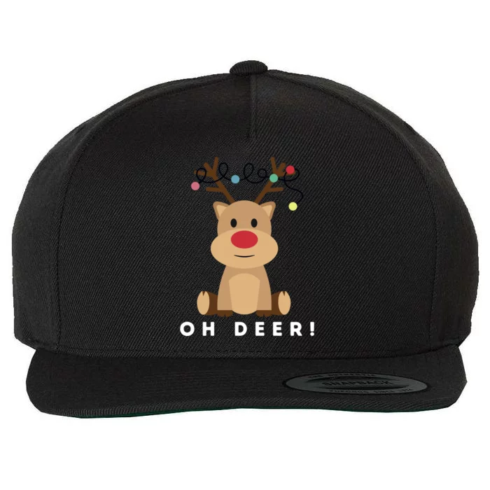 Christmas Reindeer Oh Deer Christmas Lights Gift Wool Snapback Cap