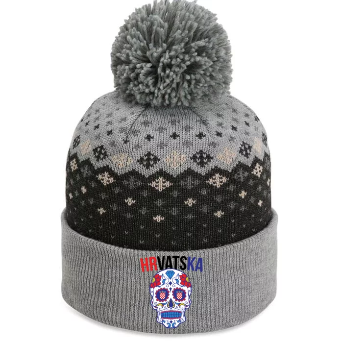 Croatia Hrvatska Soccer Skull The Baniff Cuffed Pom Beanie