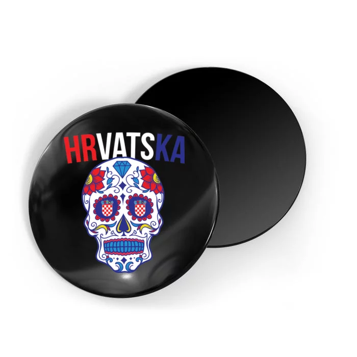 Croatia Hrvatska Soccer Skull Magnet