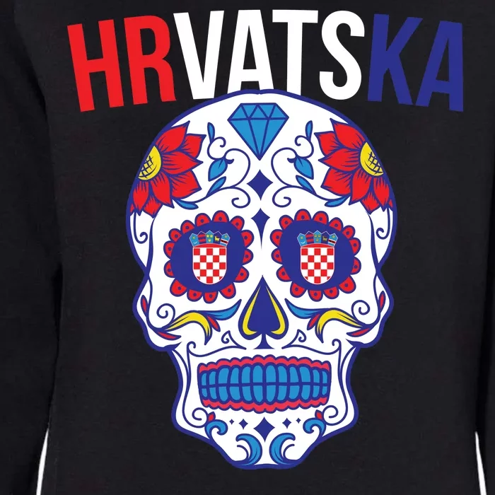 Croatia Hrvatska Soccer Skull Womens California Wash Sweatshirt