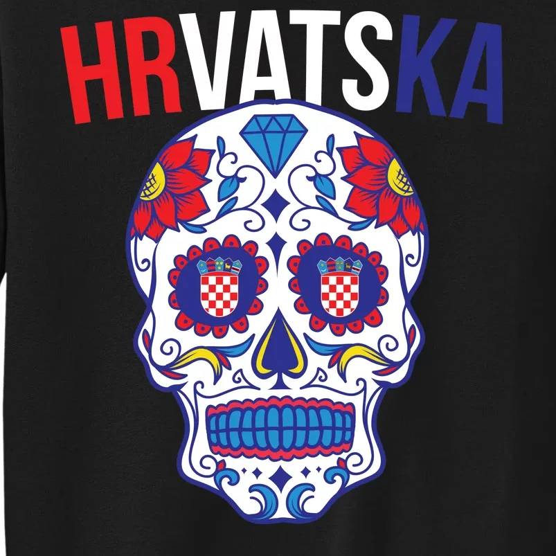 Croatia Hrvatska Soccer Skull Tall Sweatshirt