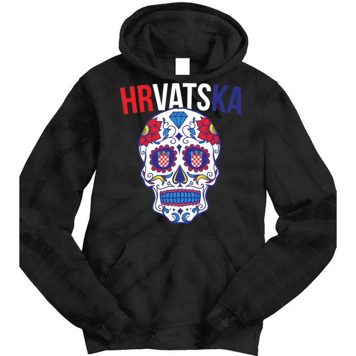 Croatia Hrvatska Soccer Skull Tie Dye Hoodie