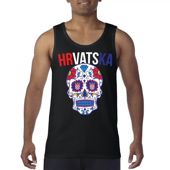 Croatia Hrvatska Soccer Skull Tank Top