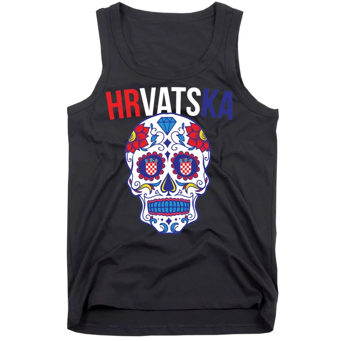 Croatia Hrvatska Soccer Skull Tank Top