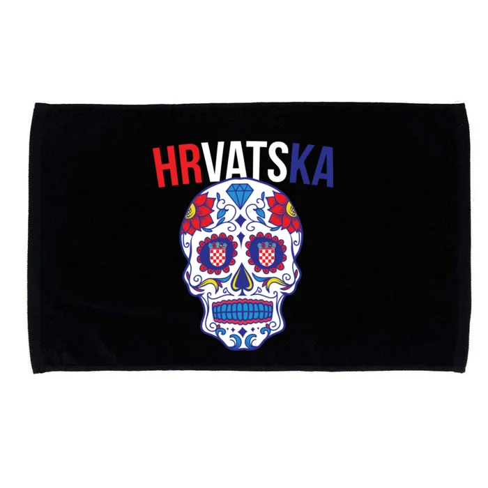 Croatia Hrvatska Soccer Skull Microfiber Hand Towel