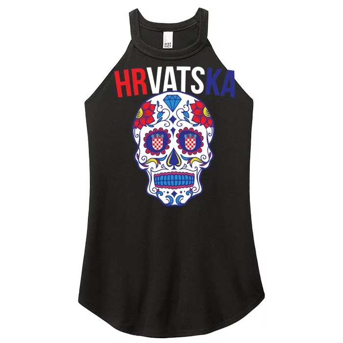 Croatia Hrvatska Soccer Skull Women’s Perfect Tri Rocker Tank