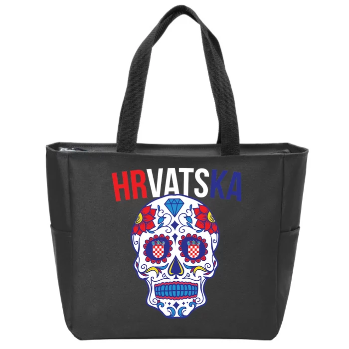 Croatia Hrvatska Soccer Skull Zip Tote Bag