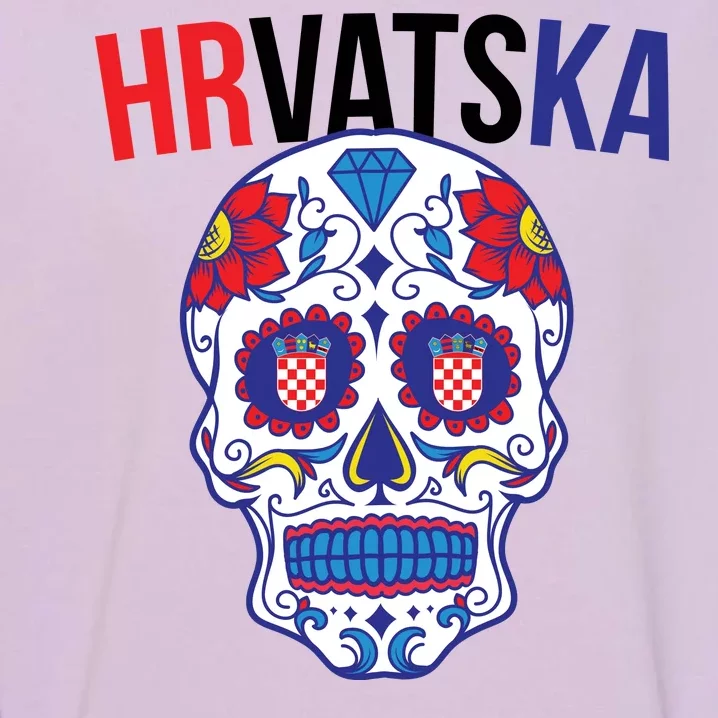 Croatia Hrvatska Soccer Skull Garment-Dyed Sweatshirt