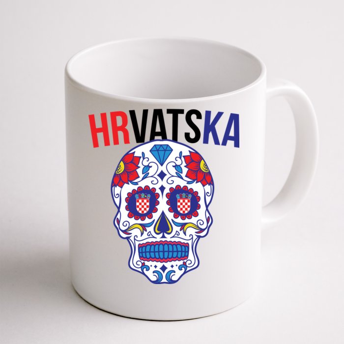 Croatia Hrvatska Soccer Skull Front & Back Coffee Mug