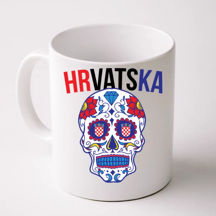 Croatia Hrvatska Soccer Skull Front & Back Coffee Mug