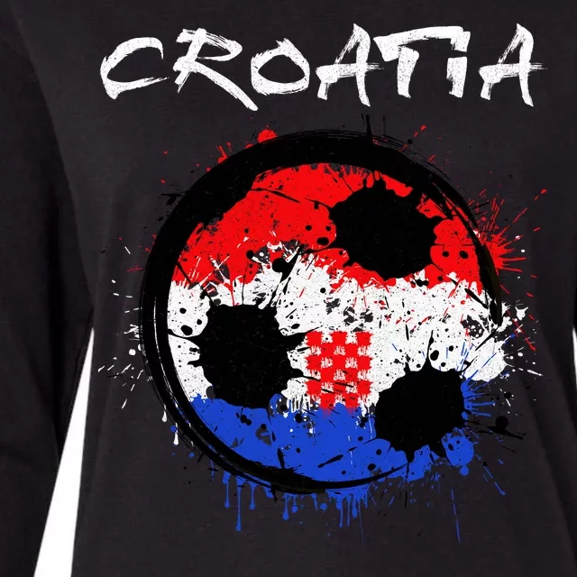 Croatia Soccer Ball Flag Womens Cotton Relaxed Long Sleeve T-Shirt